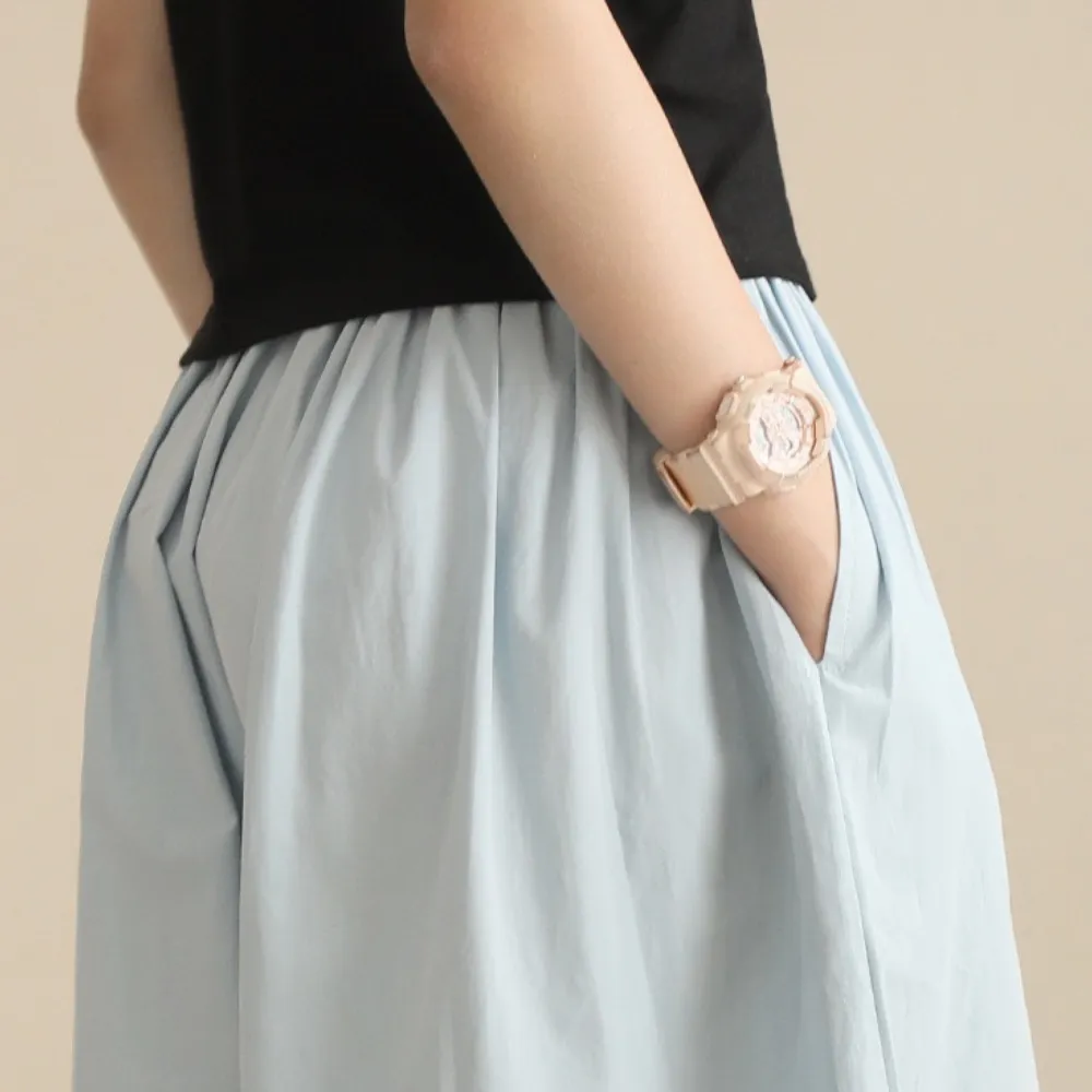 日系 圆圈镂空T恤/ 天蓝色裙裤 Slim-Fit Top/ Culottes in Sky Blue