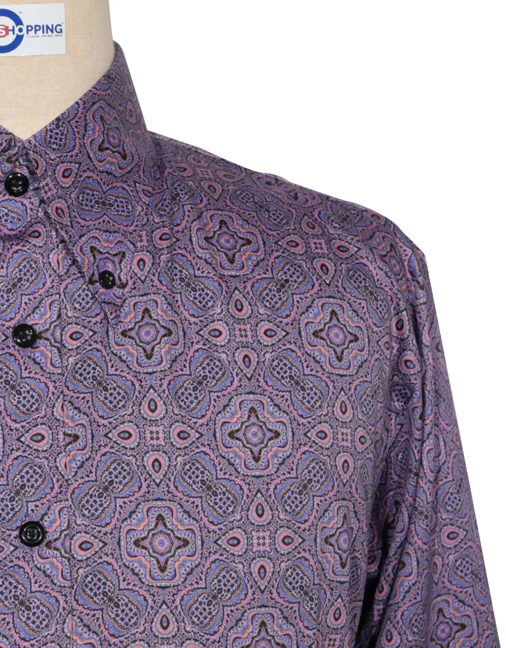 60s Style Purple Paisley Shirt