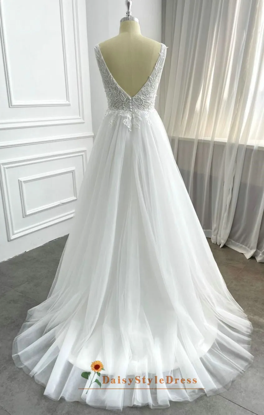 A line Soft Tulle and Lace Wedding Dress