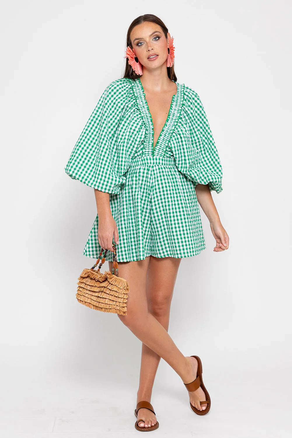 ALICIA JUMPSUIT GINGHAM GREEN