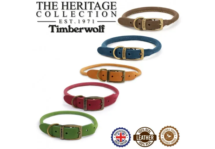 Ancol - Timberwold Round Leather Collar - Mustard - Size 4