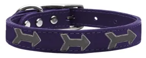 Arrow Widget Genuine Leather Dog Collar Purple 16