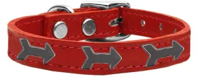 Arrow Widget Genuine Leather Dog Collar Red 24