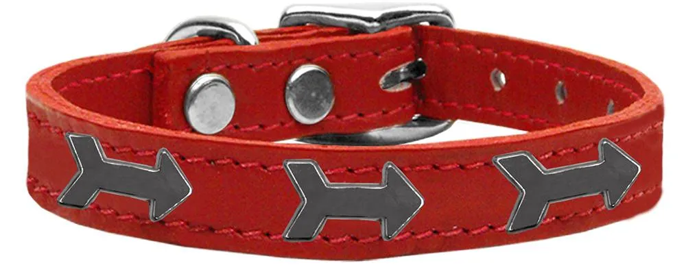 Arrow Widget Genuine Leather Dog Collar Red 24