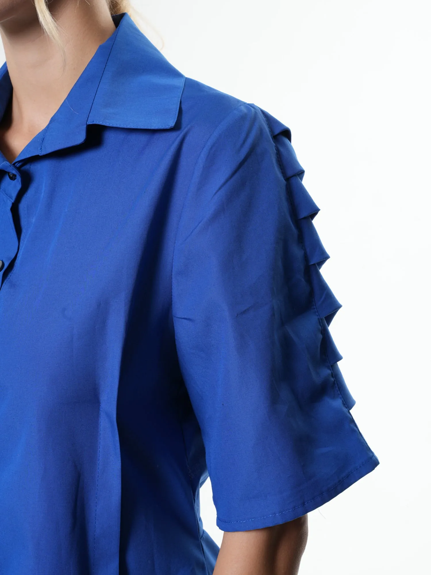 Asymmetric Shirt With Open Back In Royal Blue