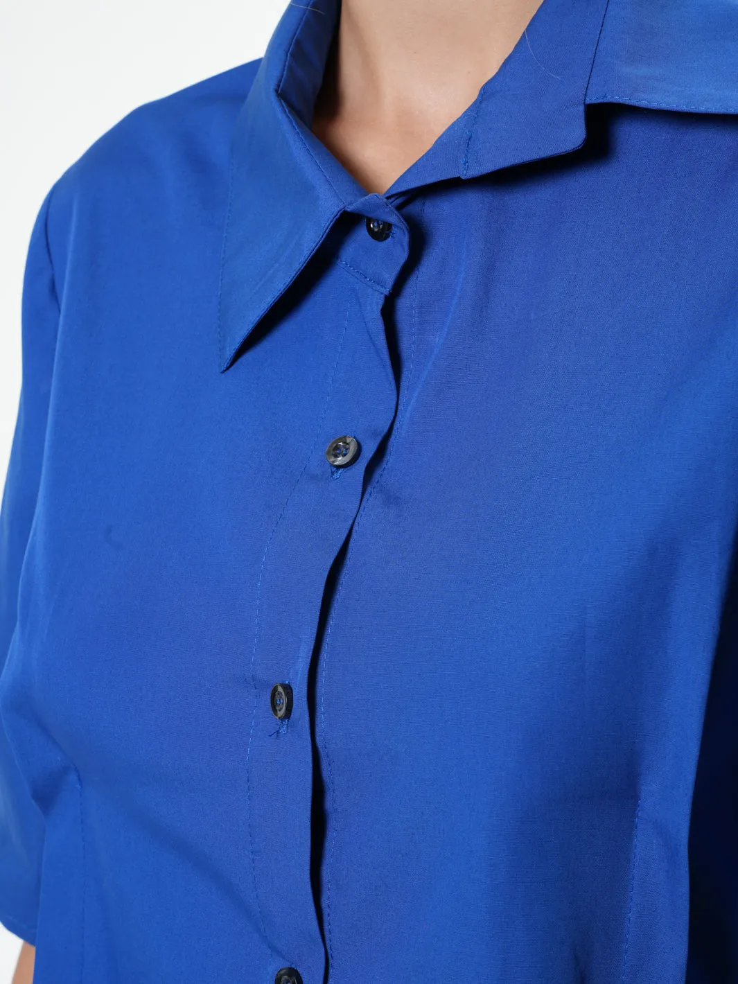 Asymmetric Shirt With Open Back In Royal Blue