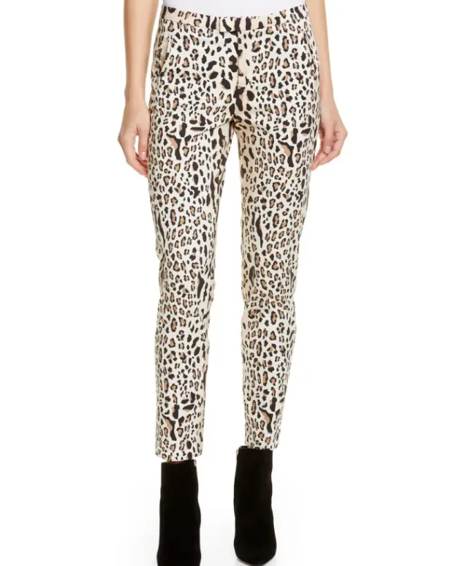 ATM Leopard Print High-Waist Slim Pants