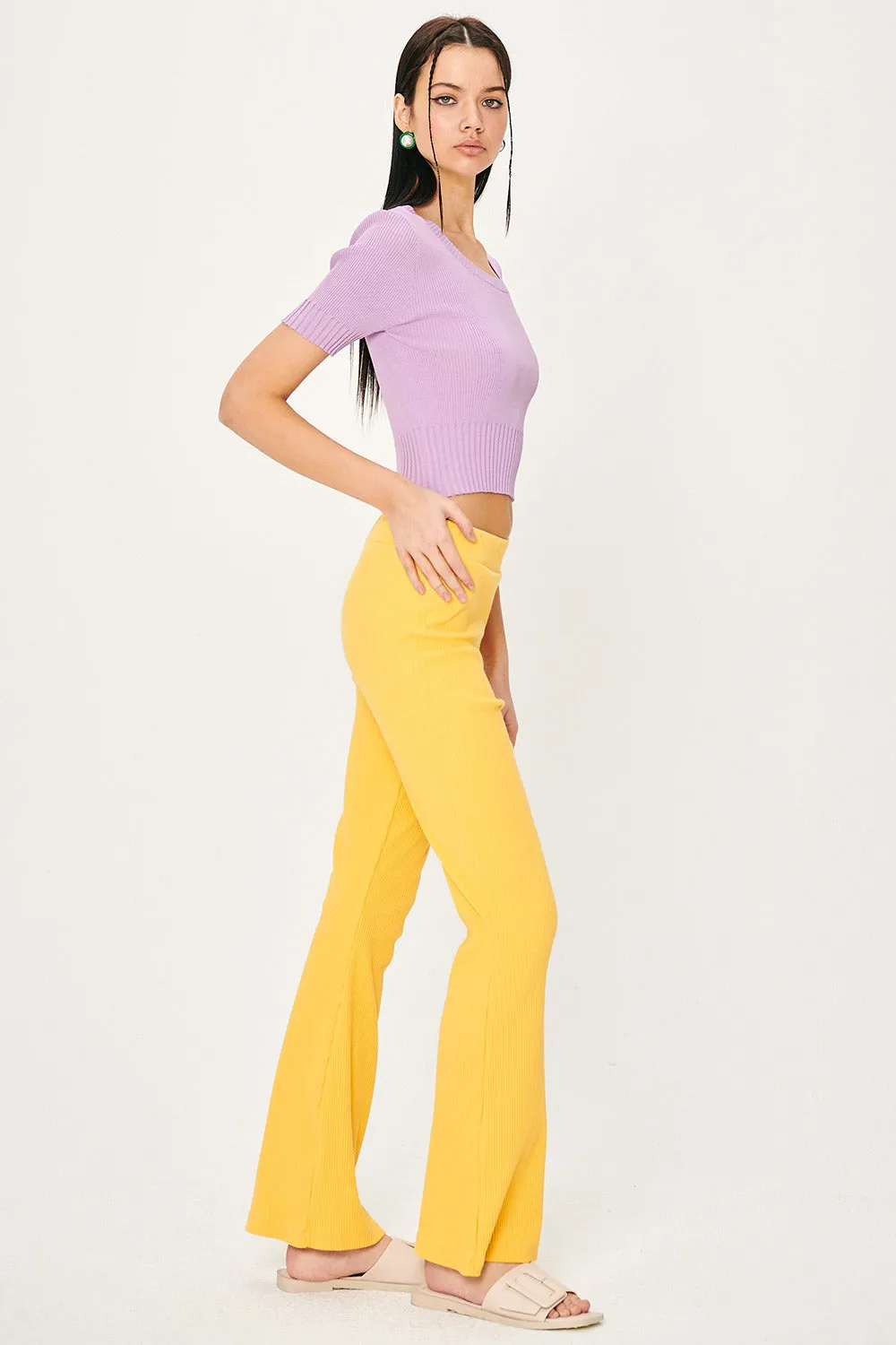 Ava Ribbed Bootcut Pants