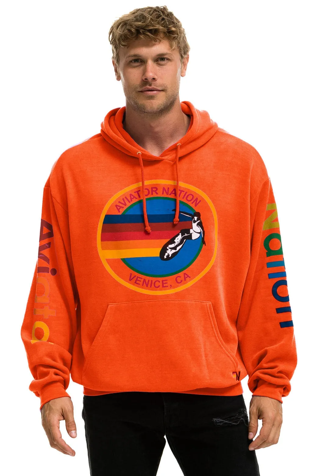 AVIATOR NATION RELAXED PULLOVER HOODIE - ORANGE