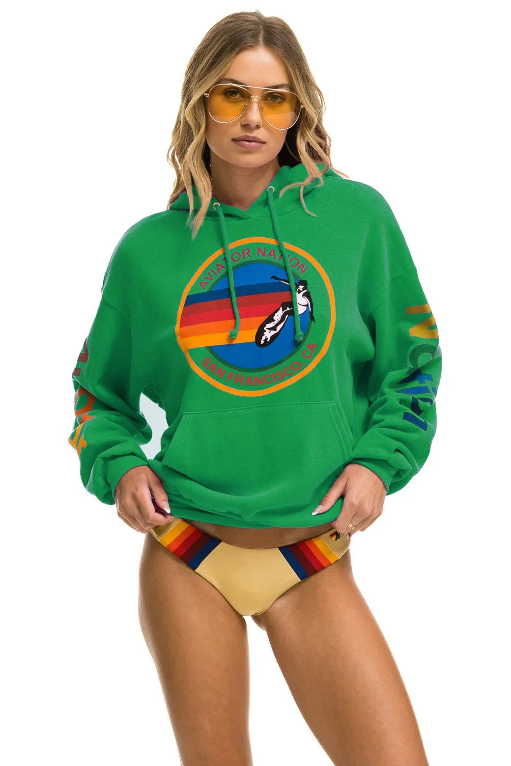 AVIATOR NATION SAN FRANCISCO RELAXED PULLOVER HOODIE - KELLY GREEN