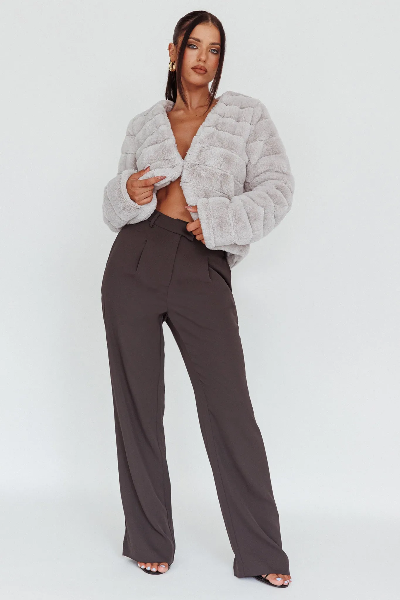 Back To Basics High Waist Pants Charcoal