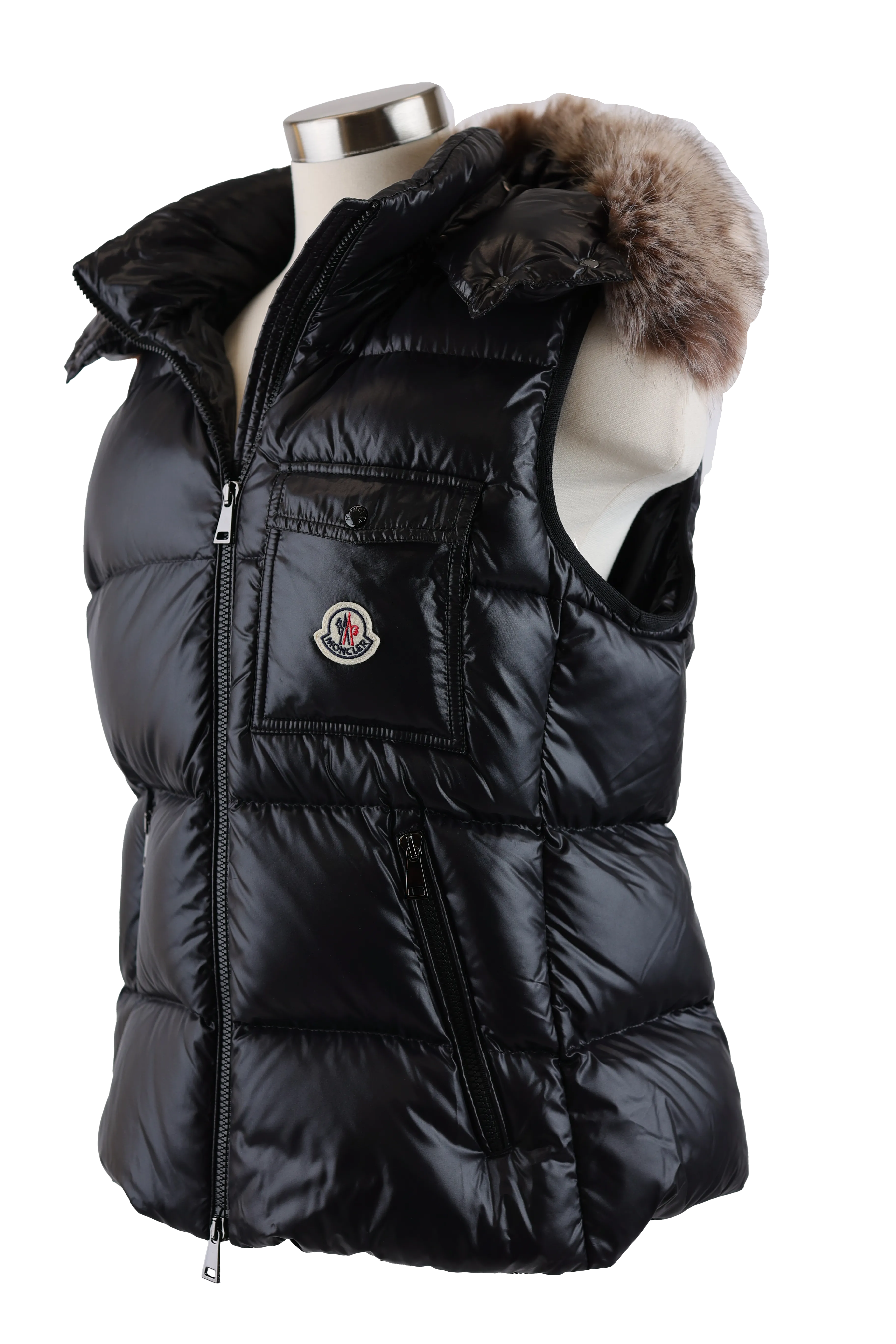 Balabio Hooded Down Vest W/ Fur Trim