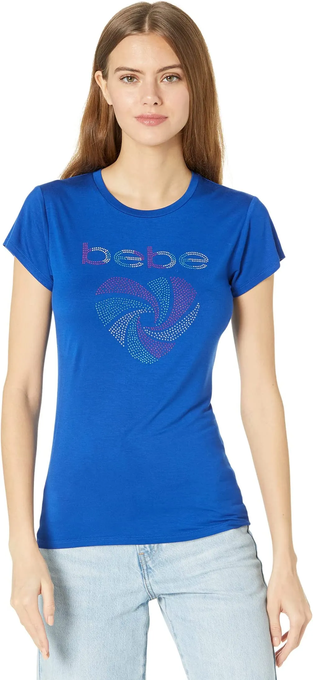 Bebe Swirl Heart Rhinestone Tee Women’s Best Pric