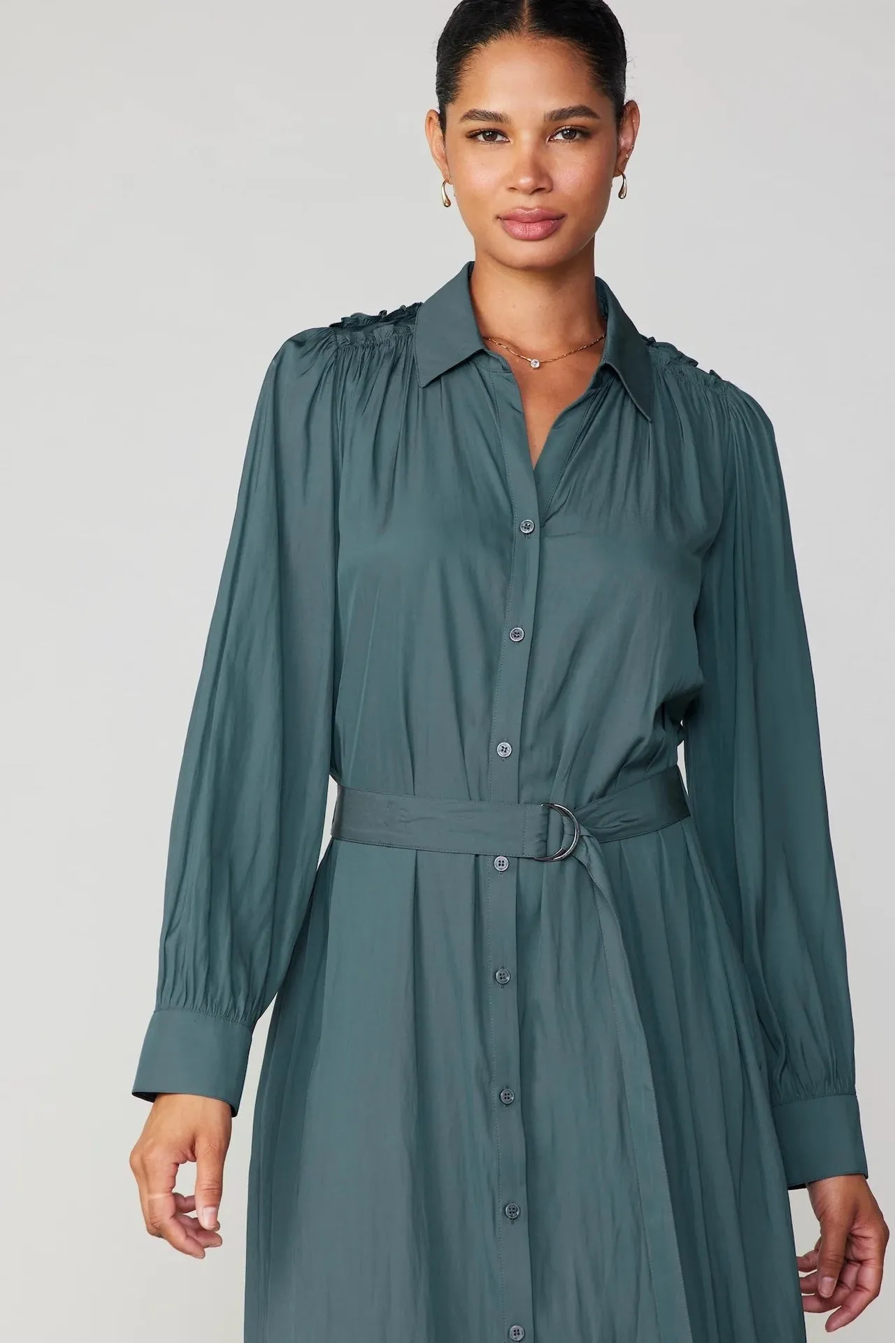 Belted Buttondown Shirt Dress