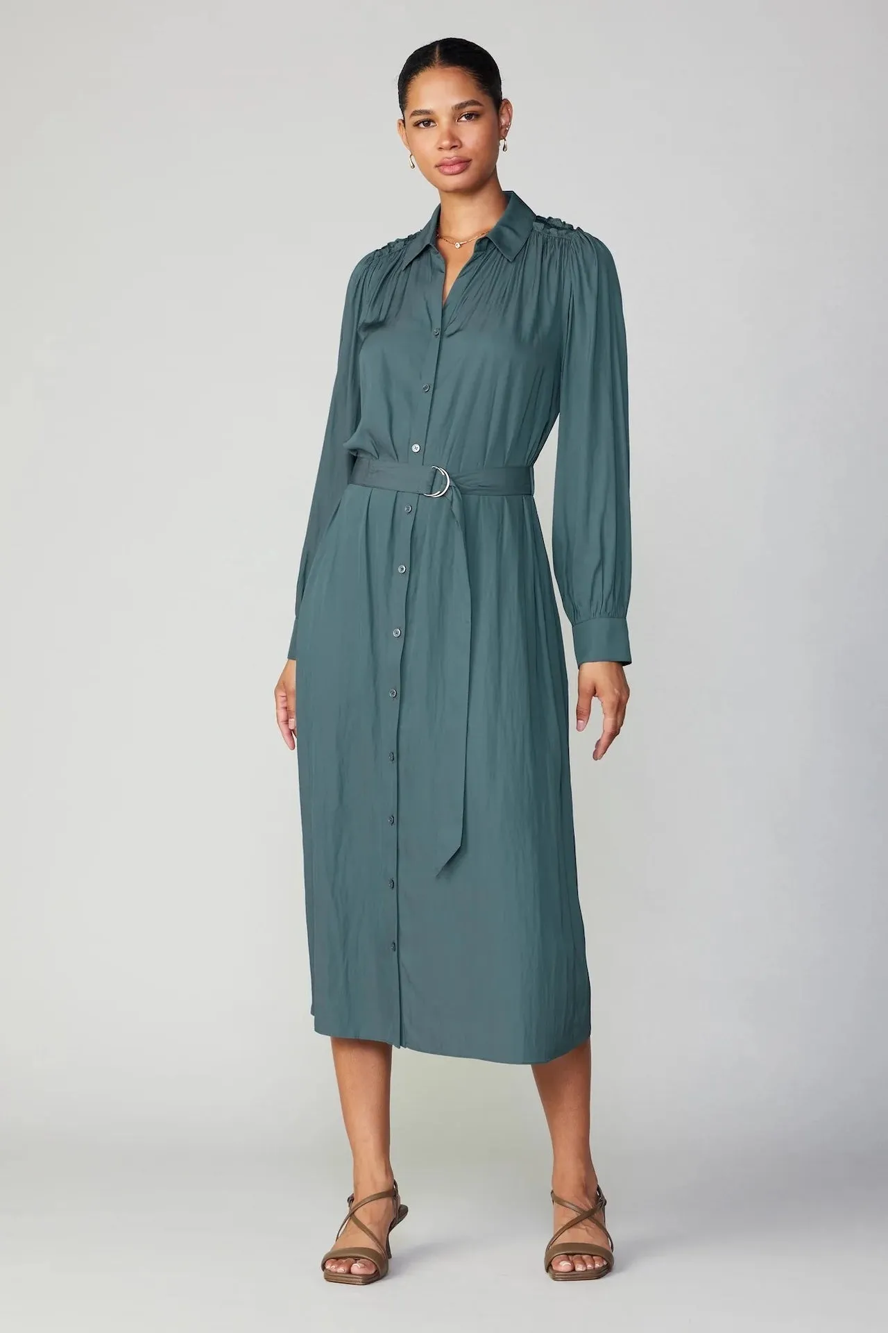 Belted Buttondown Shirt Dress