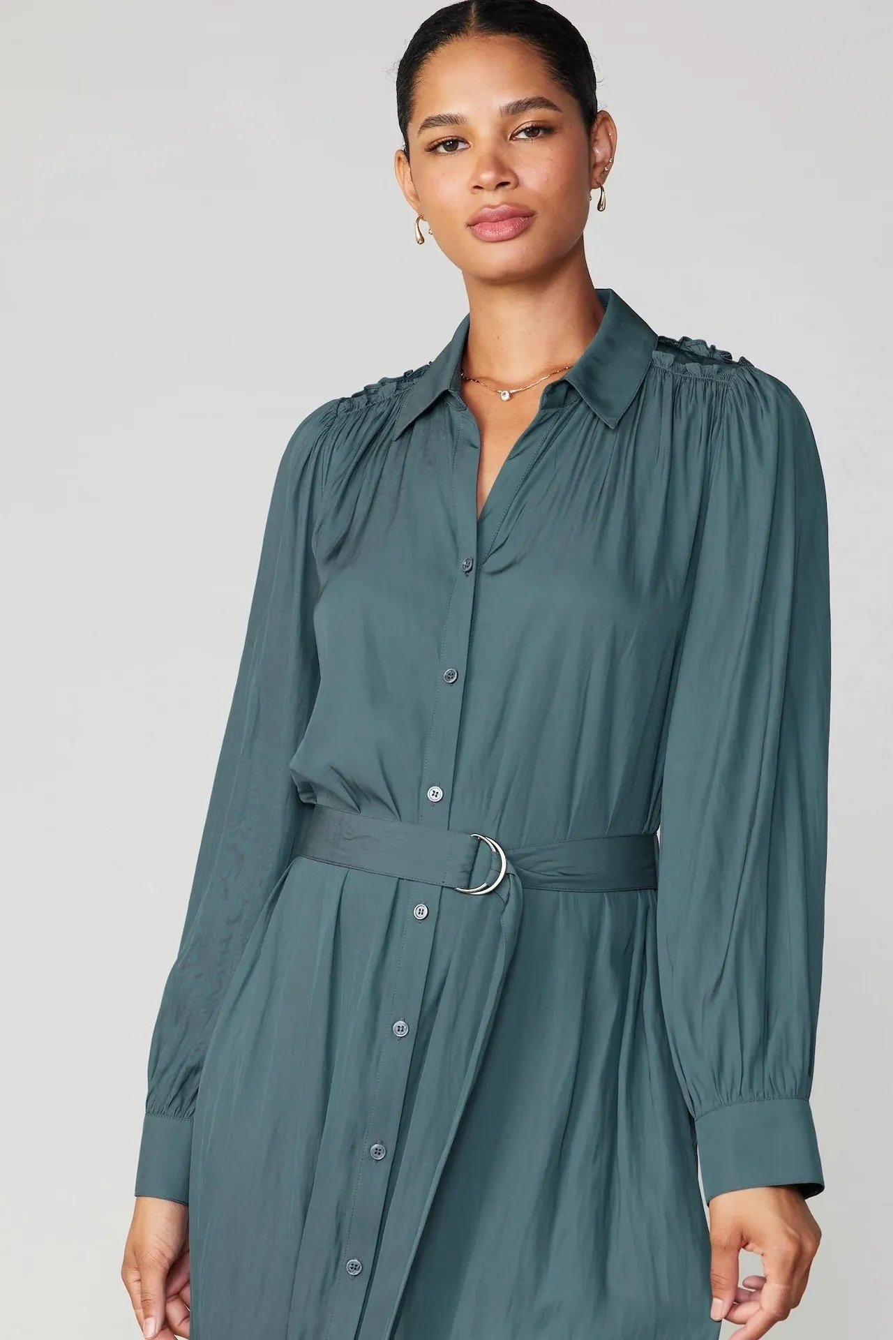 Belted Buttondown Shirt Dress