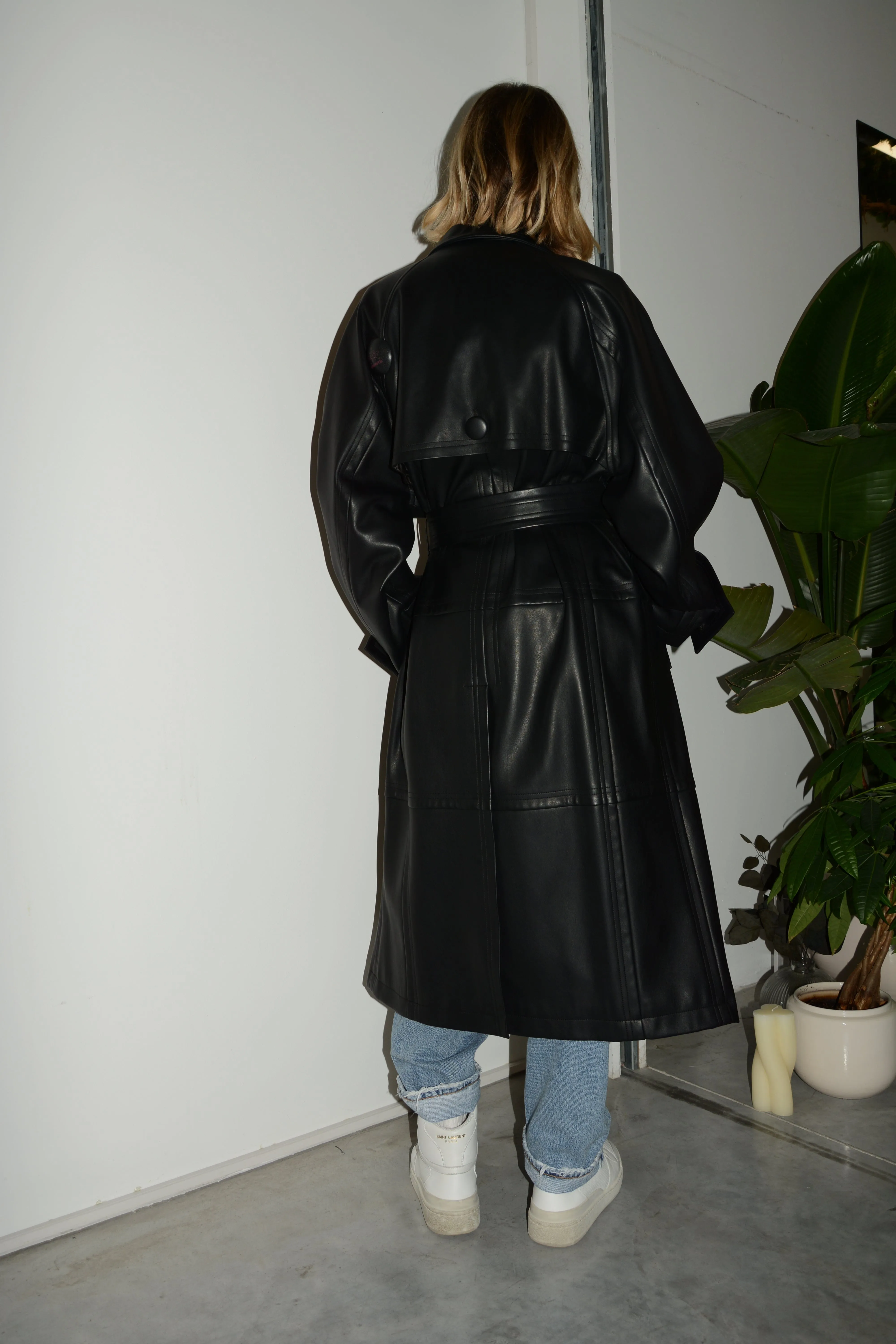 BETTY FAUX LEATHER TRENCH COAT