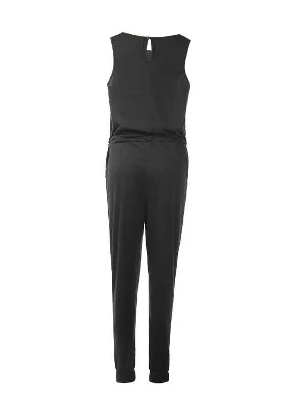 Black As Night Drawstring Jumpsuit