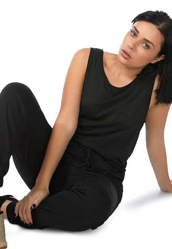 Black As Night Drawstring Jumpsuit