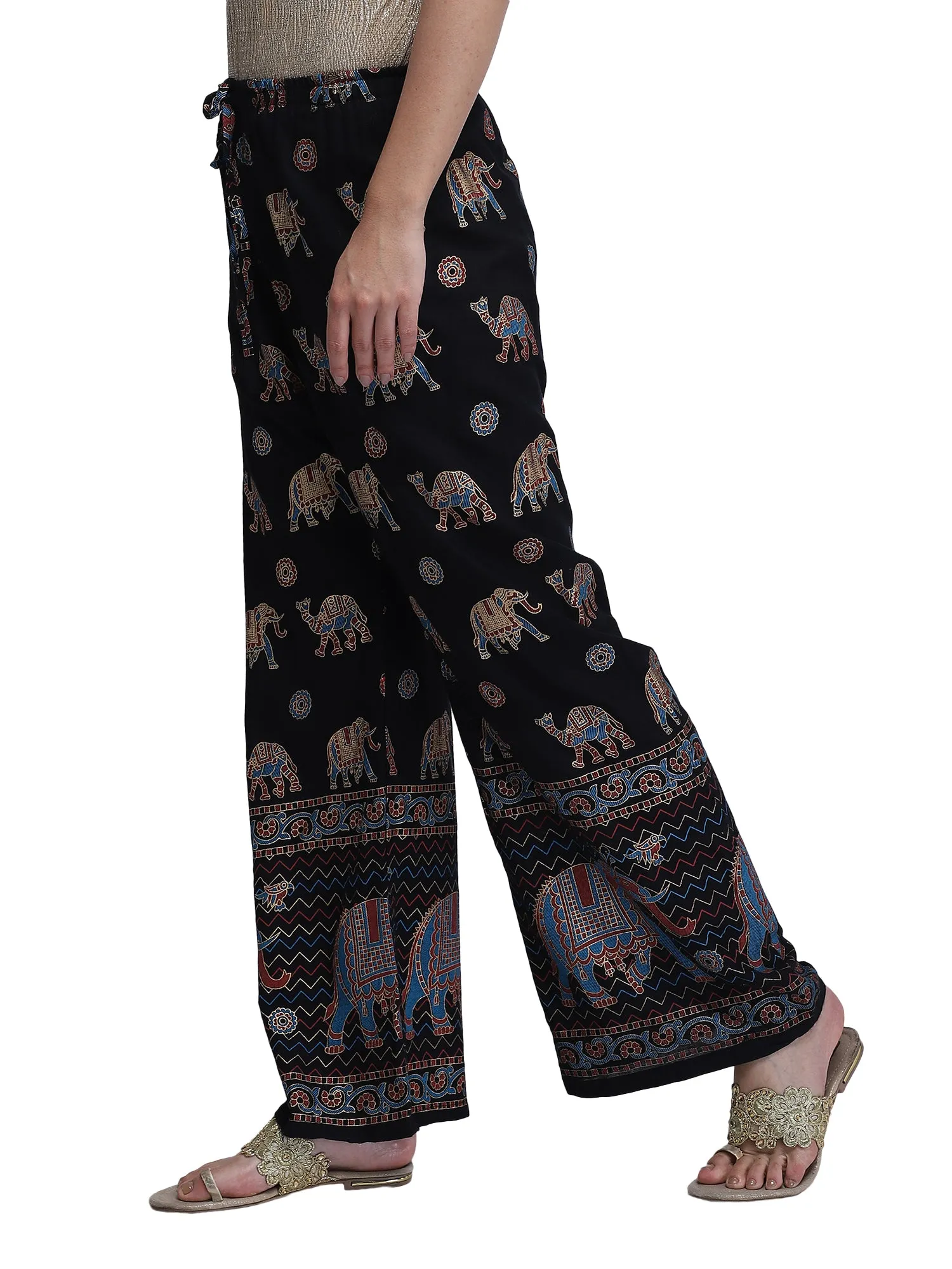 Black printed palazzo pant