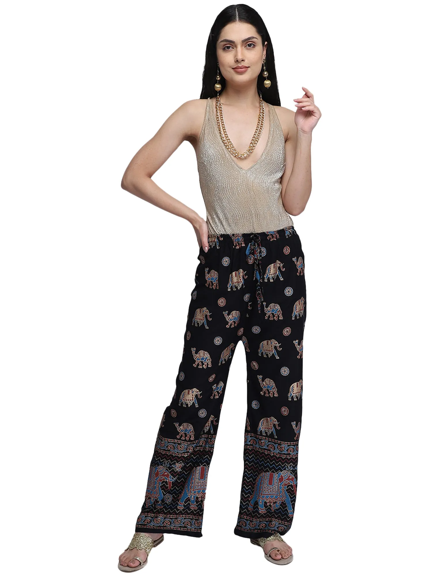 Black printed palazzo pant