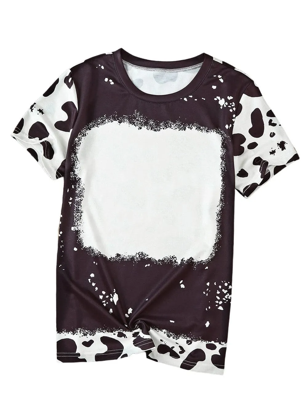 Bleached Black Tie Dye Round Neck Short Sleeves Top