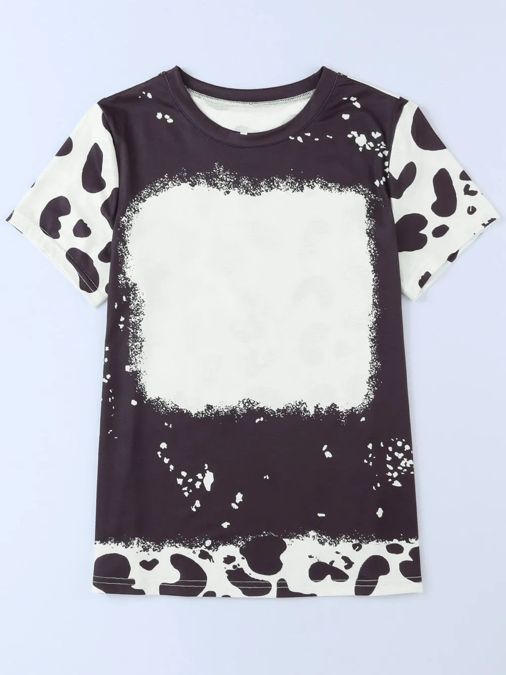 Bleached Black Tie Dye Round Neck Short Sleeves Top