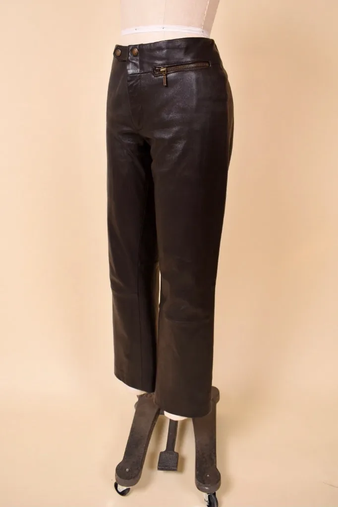 Brown Leather Pants By Identify, S