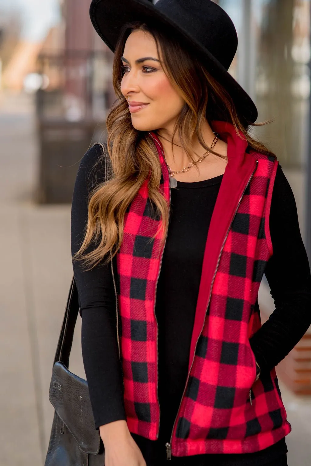 Buffalo Plaid Plush Vest