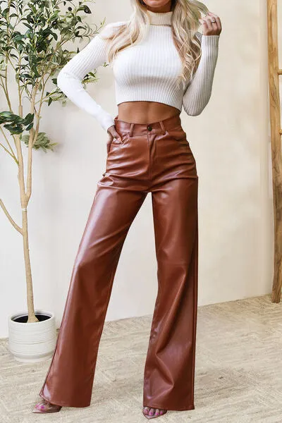 Buttoned High Waist Pants with Pockets