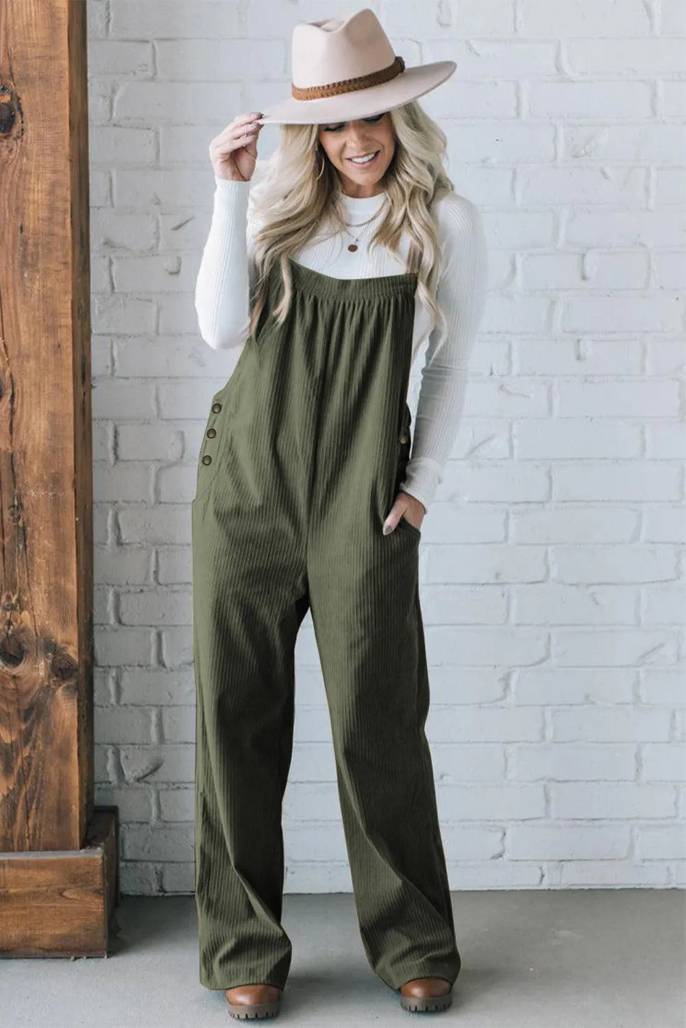 Camo Denim Jumpsuit with Patch Pockets, Traditional Fit Overalls with Straight Legs, Women's Denim Clothing