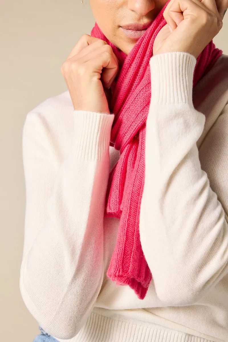 Cashmere Alex Rib Scarf in Watermelon