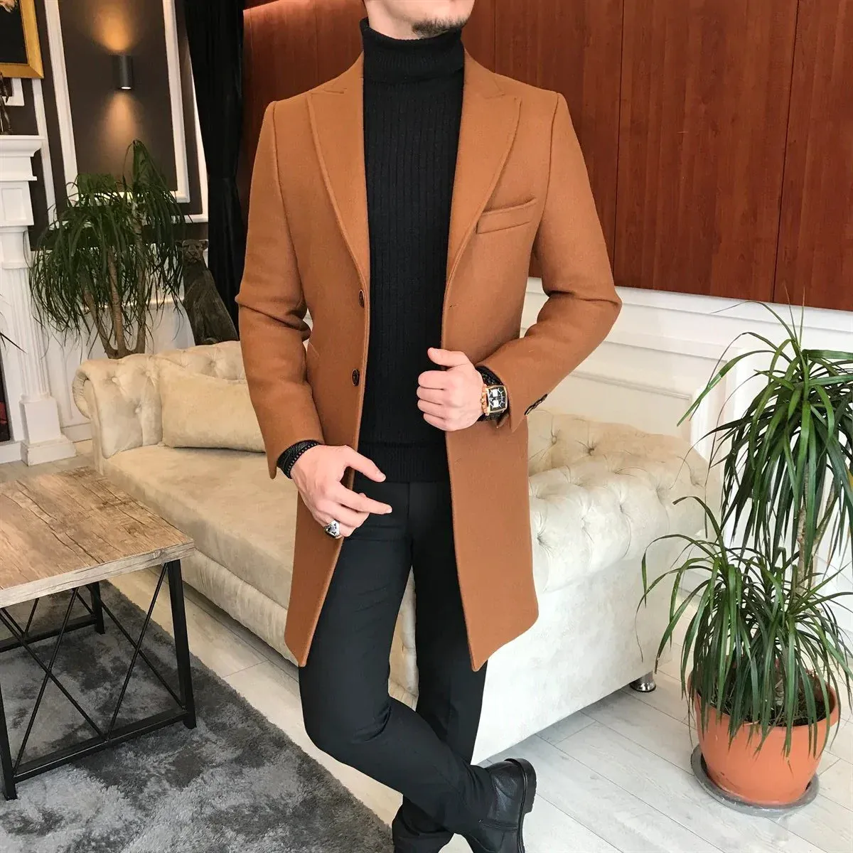 Charleston Tan Wool Blend Over Coat by Italian Vega®