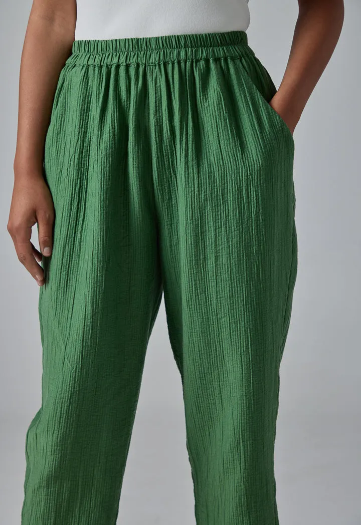 Choice High Waist Elasticated Waistband Pants Green