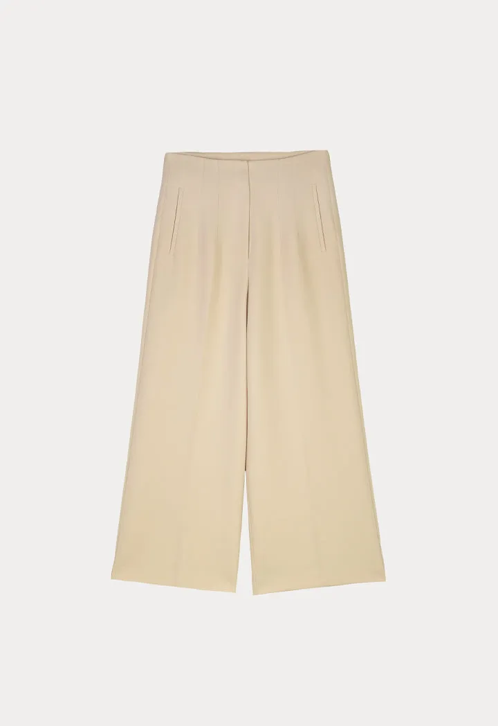 Choice Solid Pleated Culottes Light Beige