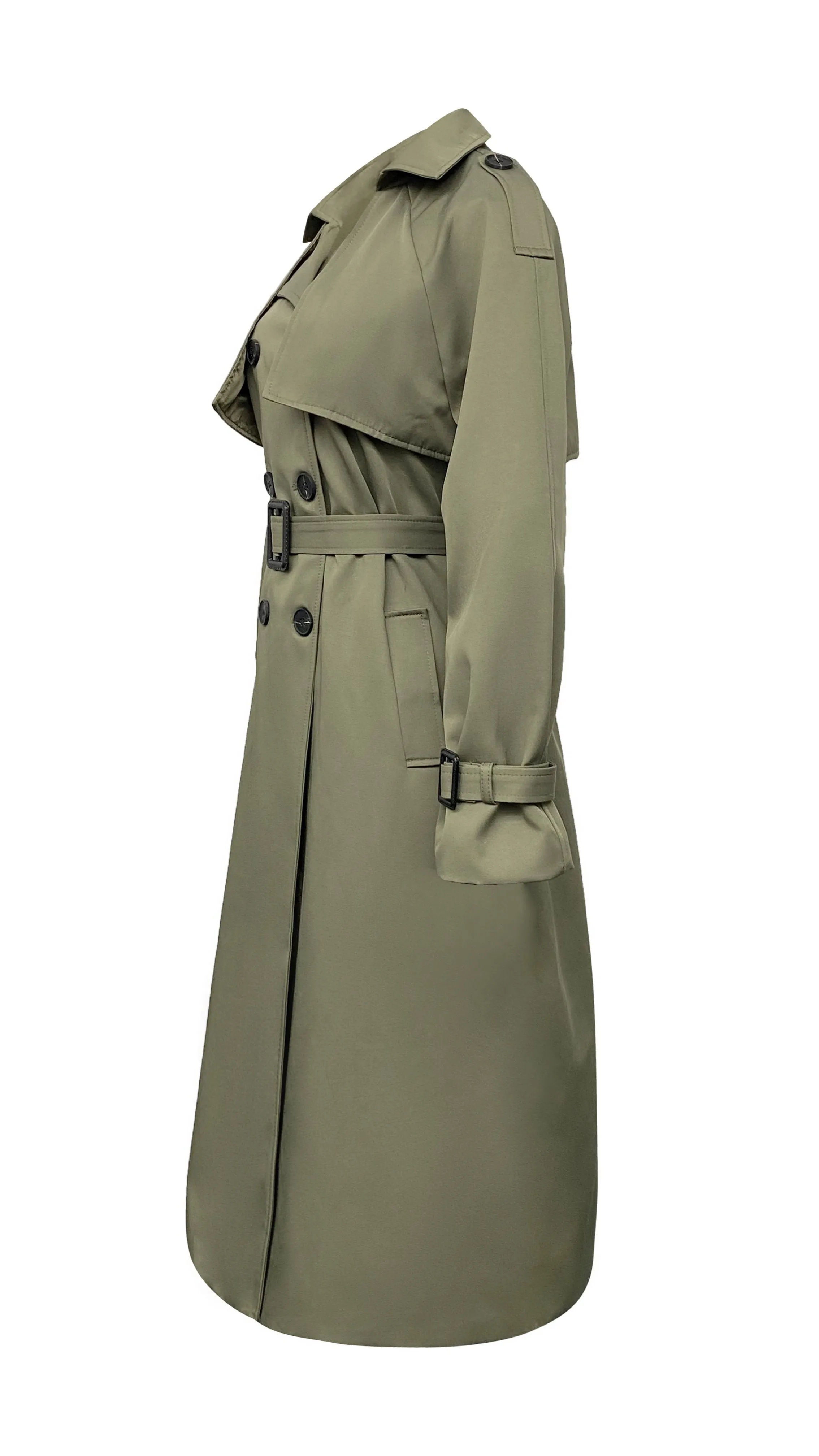 Classic Luxury Trench Coat - Olive Green