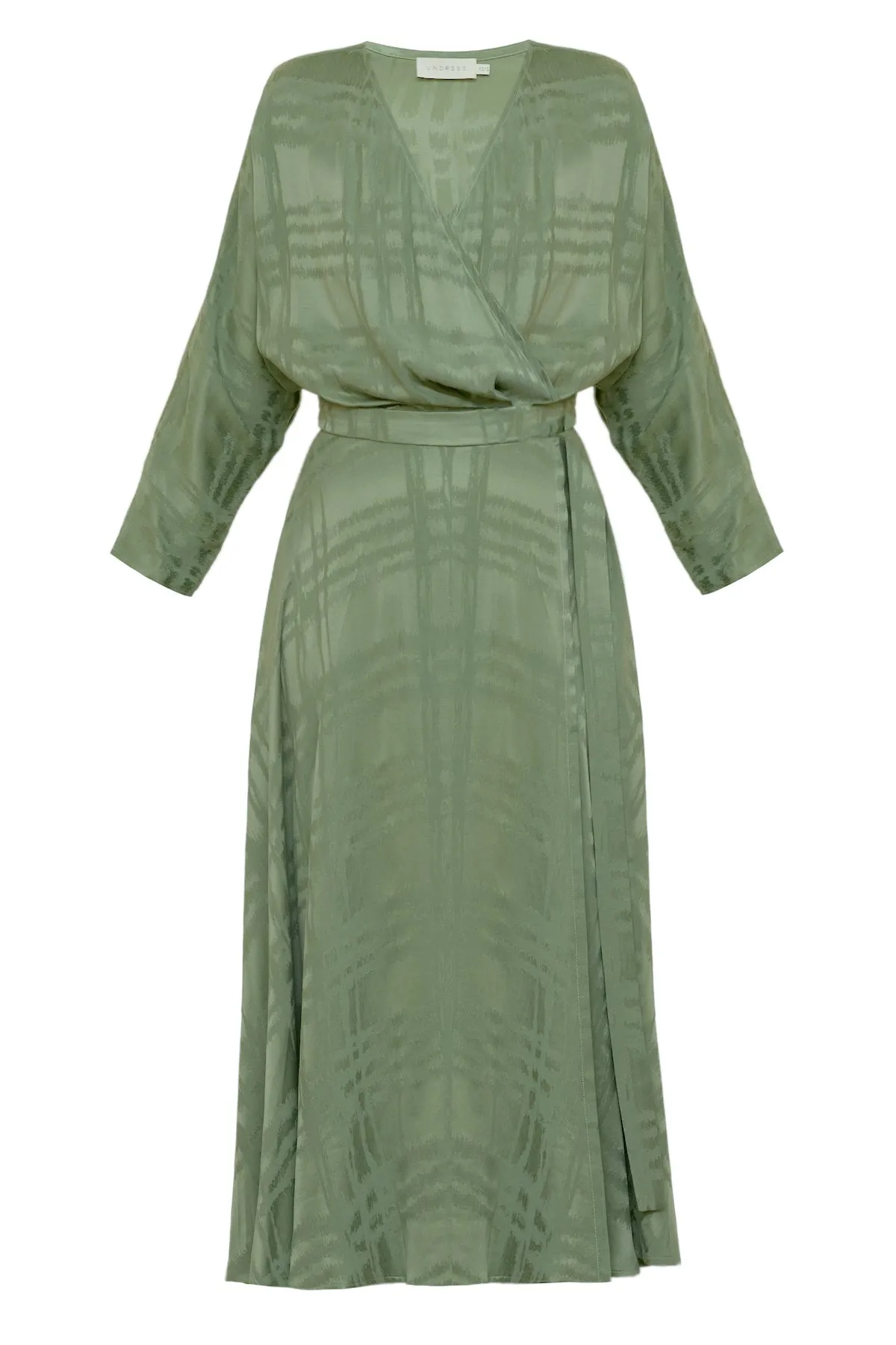 CLEO sage green midi wrap dress