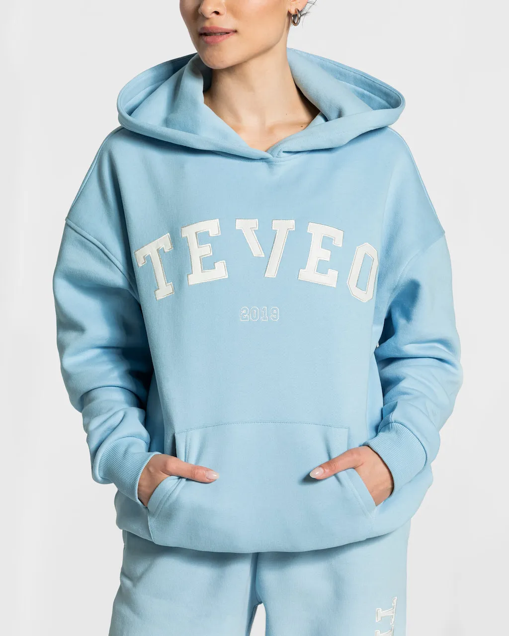 College Oversized Hoodie "Babyblau"