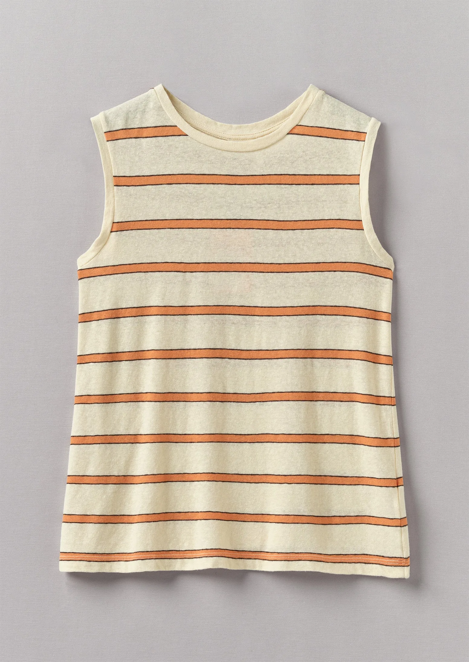 Cotton Linen Stripe Vest | Soft Mango/Milk