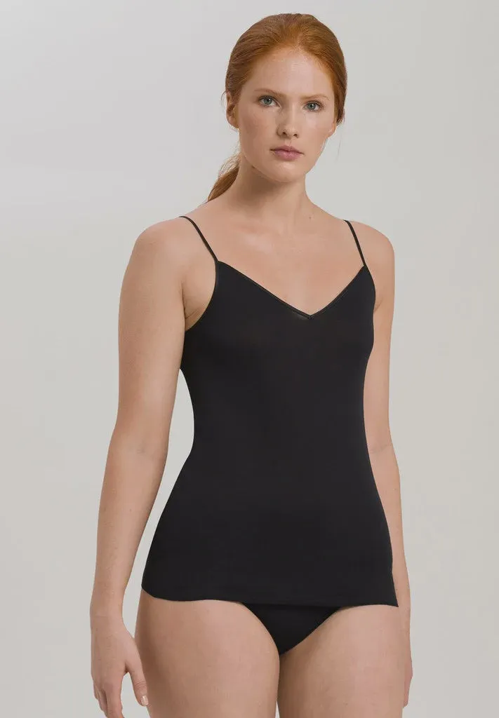 Cotton Seamless Spaghetti Straps Vest - Black