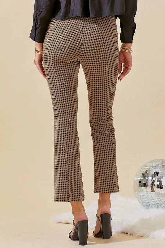 Cropped Fit & Flare Gingham Plaid Pants