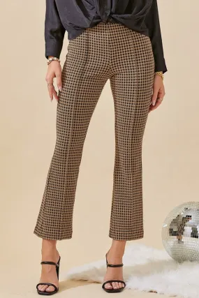 Cropped Fit & Flare Gingham Plaid Pants