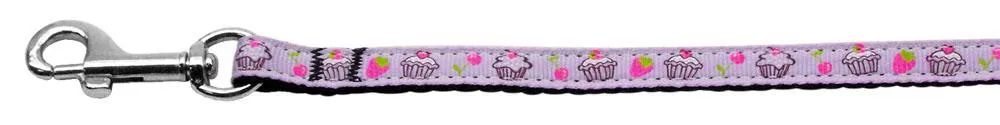 Cupcakes Nylon Ribbon Leash Purple 3-8 wide 6ft Long