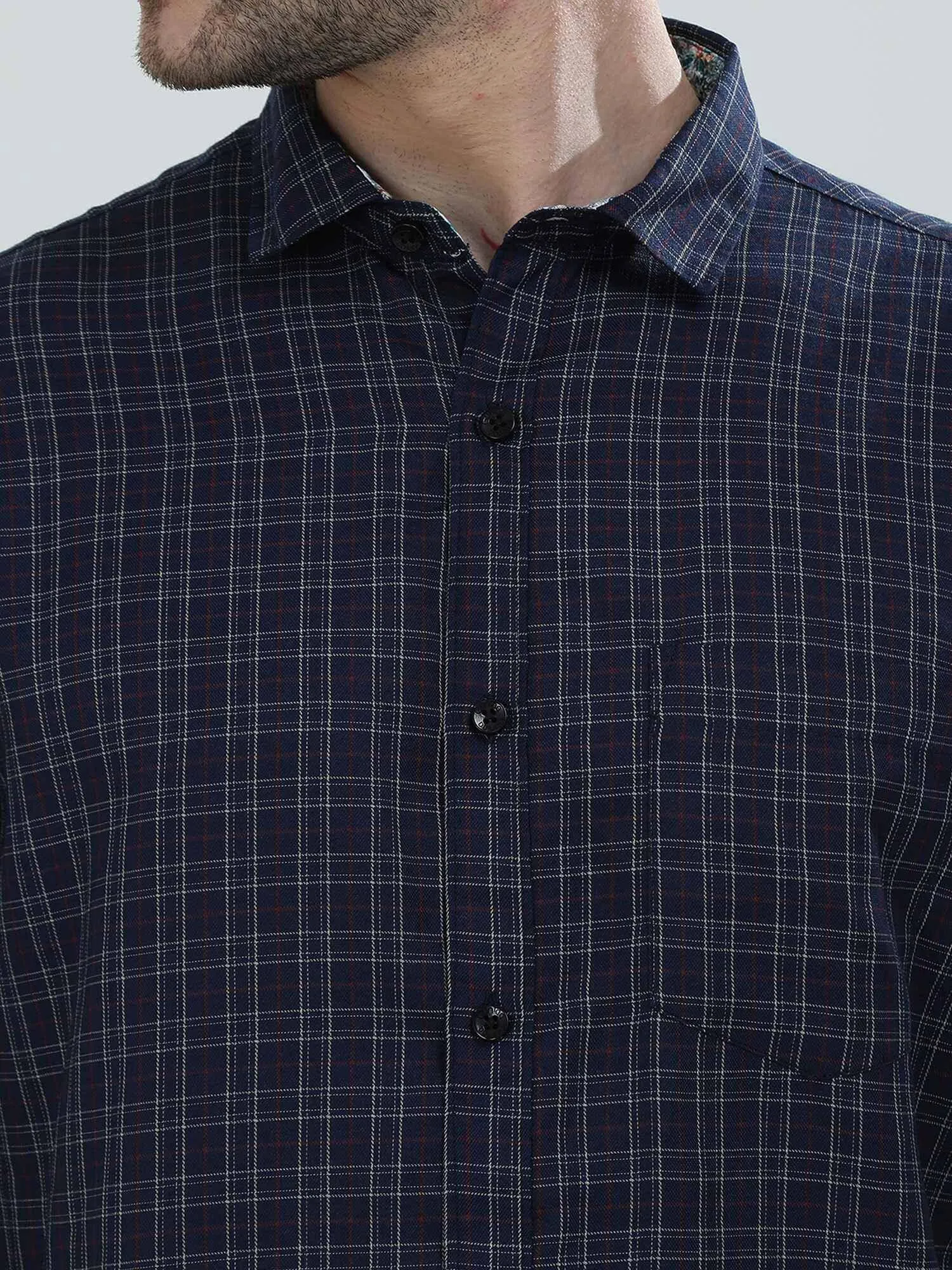 Dark Grey Checkered Cotton Shirt