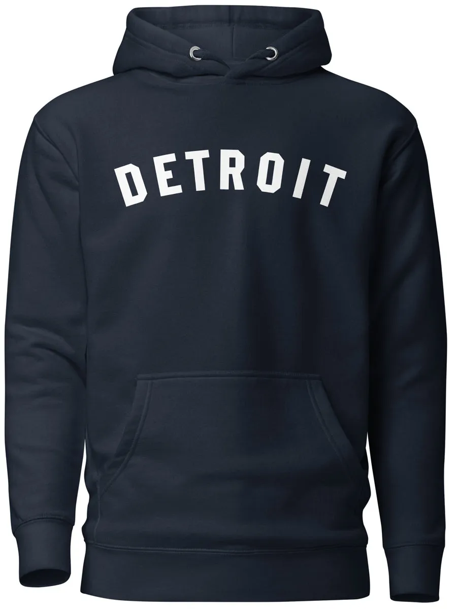 Detroit Classic Premium Pullover Unisex Hoodie - Navy / White