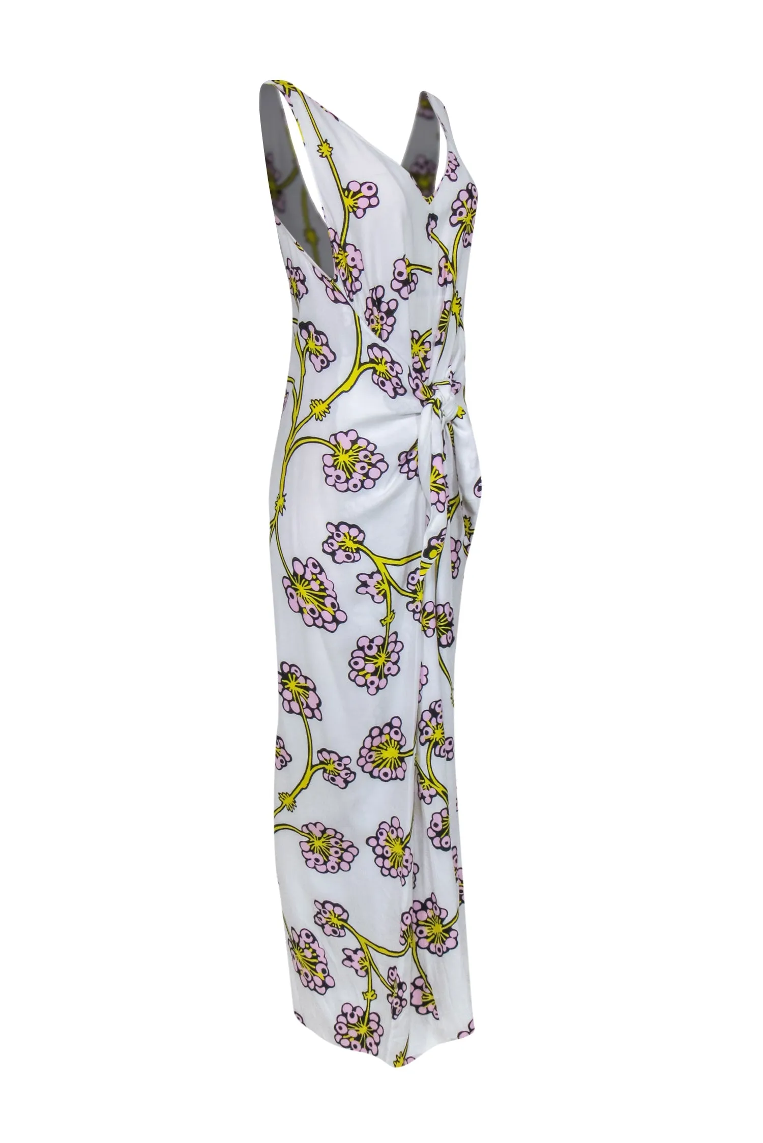 Diane von Furstenberg - White, Pink & Yellow Dragonberry Print Jumpsuit Sz M