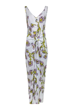 Diane von Furstenberg - White, Pink & Yellow Dragonberry Print Jumpsuit Sz M