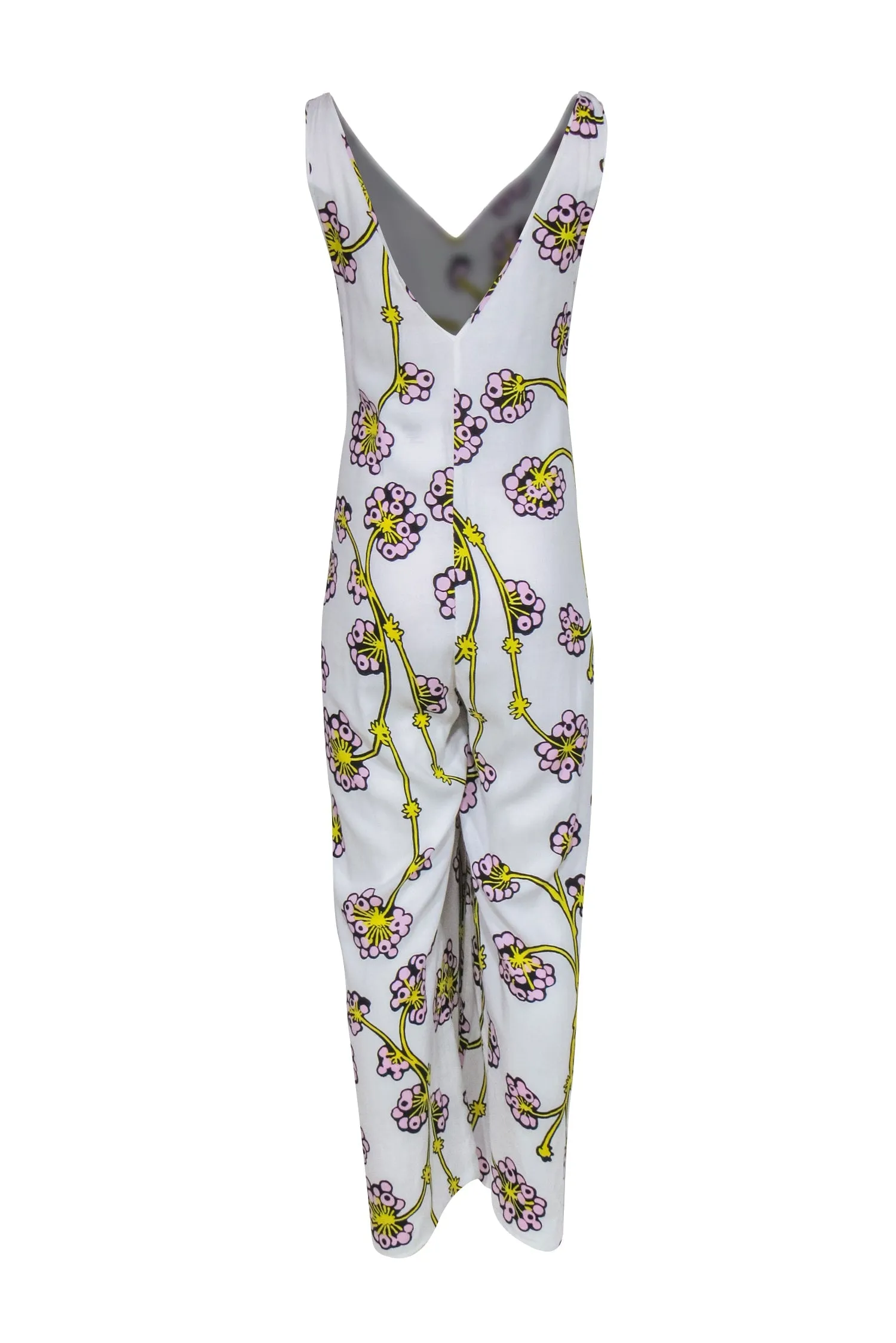 Diane von Furstenberg - White, Pink & Yellow Dragonberry Print Jumpsuit Sz M