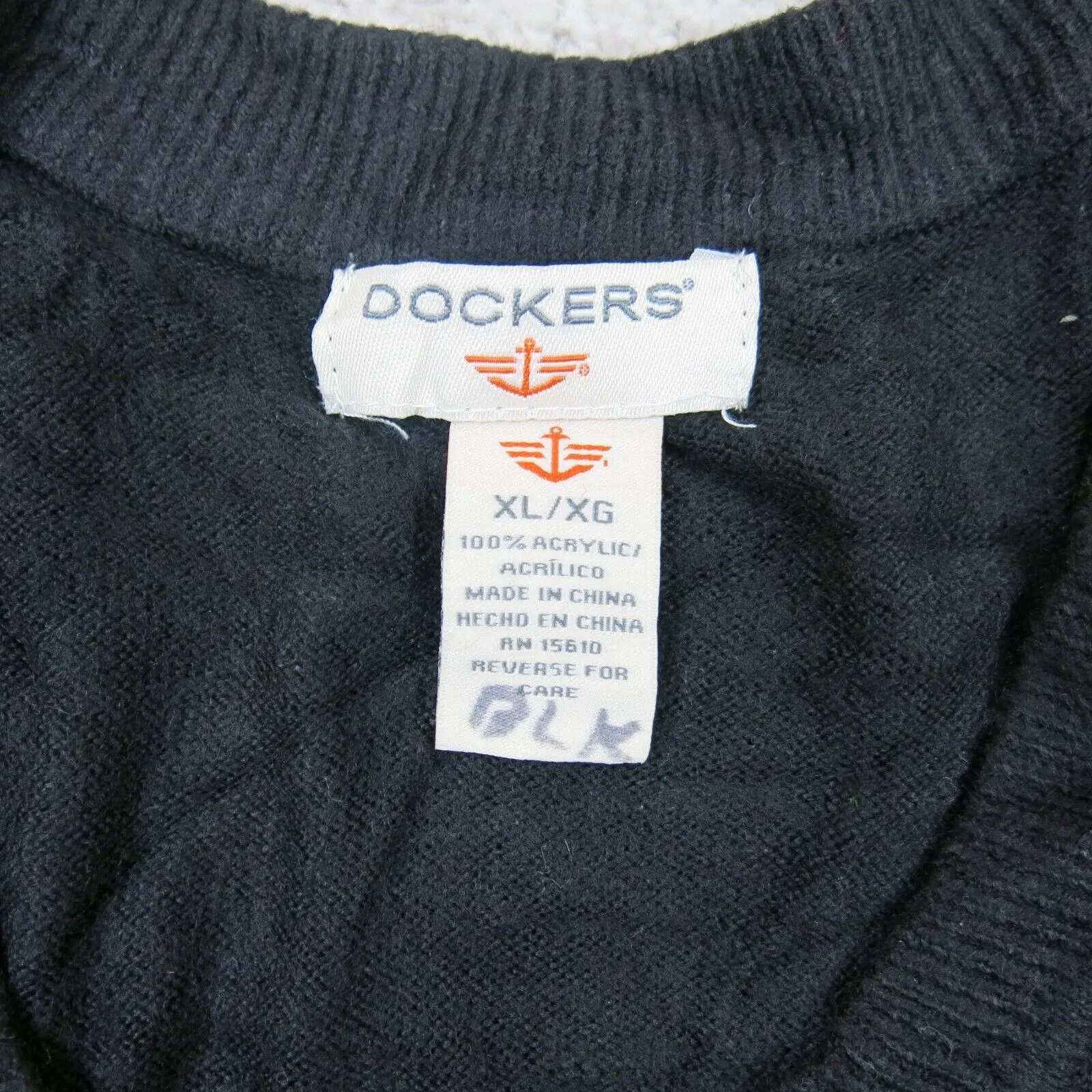 Dockers Womens Pullover Vest Sweater Knitted V Neck Sleeveless Black SZ X Large