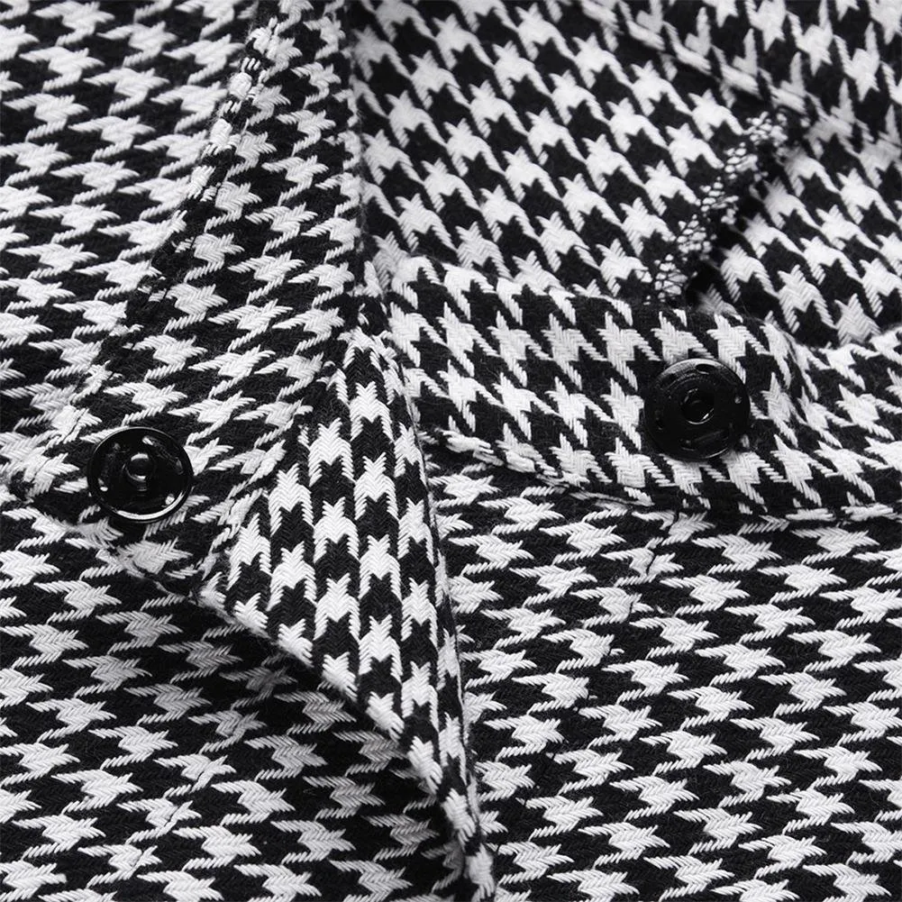 Dogtooth Cape Coat With Ties - Black and White Check